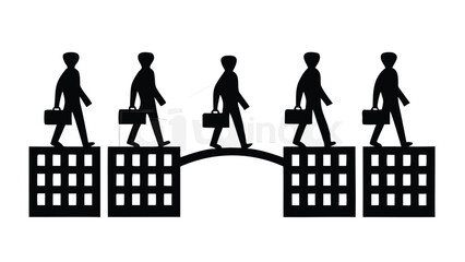 Dynamic flat vector illustration of a diverse business team collaborating and achieving success in a modern office environment showcasing teamwork and professionalism