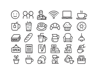 Restaurant Kitchen Dining and Tableware Glyph Icons Set - Chef Utensils and Food Service Vector