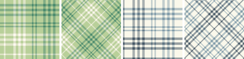 flannel pattern set.checkered fabric texture background.