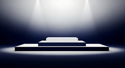 Abstract stage podium background with spotlight and geometric platform design
