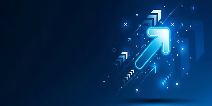 Growth up arrow sign business success graphic design on illustration concept web banner background of abstract direction icon symbol market trend. 4K,3D