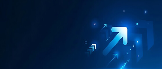 Growth up arrow sign business success graphic design on illustration concept web banner background of abstract direction icon symbol market trend. 4K,3D