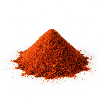 Red Chili Powder Mound Vibrant Spice Isolated on White Background