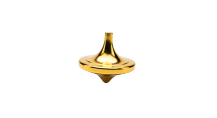 Golden spinning top isolated on transparent background, a classic toy for kids