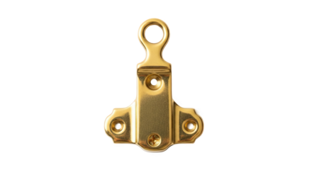 Brass-plated wall hook with rounded top and three mounting holes—symmetrical design, polished finish. Ideal for hanging keys, coats, or decorative items in home interiors