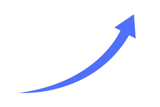 blue curve arrow sign on transparent background. arrow symbol sign icon