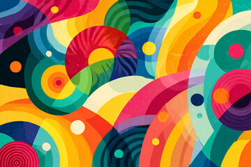 Obraz premium A kaleidoscope of colorful abstract shapes and dynamic overlapping curves creating a vibrant playful background design