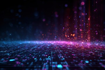 Fototapeta premium Digital, vibrant visualization of information, glowing with blue, purple, and pink light