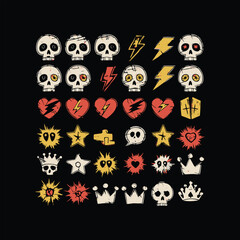 skull and crossbones with flowers cartoon vector pattern design