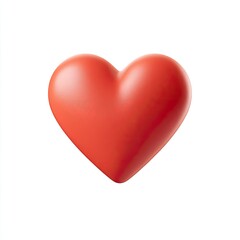 Soft, 3D rendered red heart with subtle shading on a white background