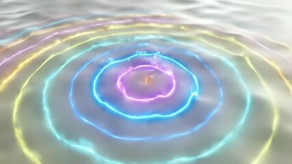 Timeless concentric waves of progress swirl around a mesmerizing fountain, where flames dance in a fiery circle, symbolizing innovation and forward motion, perfect for dynamic background videos.