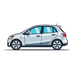Fototapeta premium Vector illustration of modern silver hatchback car side view