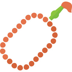 Islamic Prayer Beads Misbaha with Green Tassel on Transparent Background