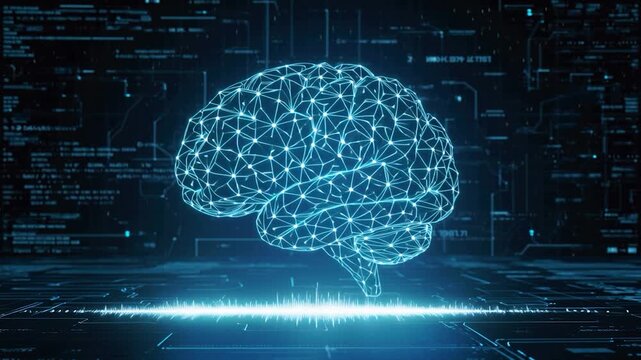 Cybernetic Brain of Abstract AI concept with digital neural network, technology, data, and connection.