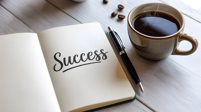 Start your day with focus and intention, planning for success with a cup of coffee in a modern office setting to boost productivity and motivation