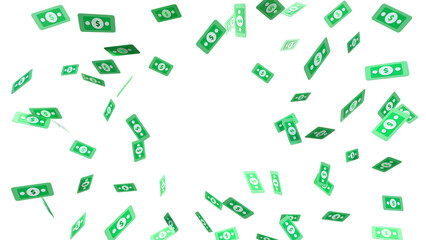 Falling dollar bills frame overlay 3D render