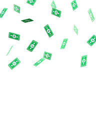 Vertical falling dollar bills overlay 3D render