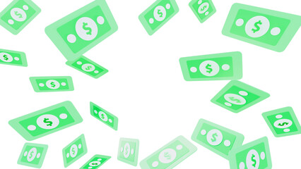 Flying dollar bills closeup overlay 3D render