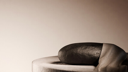 Spa stone on round podium with copy space 3D render