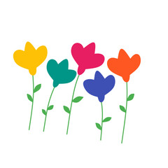 Colorful abstract flowers on white background