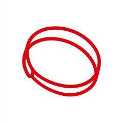 Red, overlapping ovals or rings on a white background, simple vector illustration