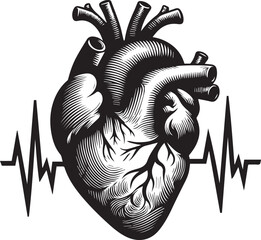 heart with heartbeat illustration, vector design