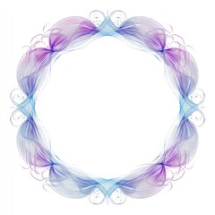 Delicate floral frame with swirling blue and purple wispy patterns