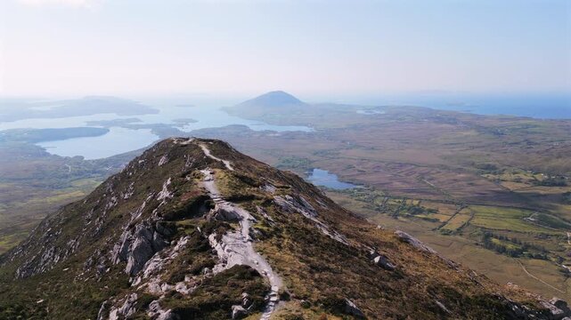 Aerial view of Connemara National Park with Diamond hill Ireland