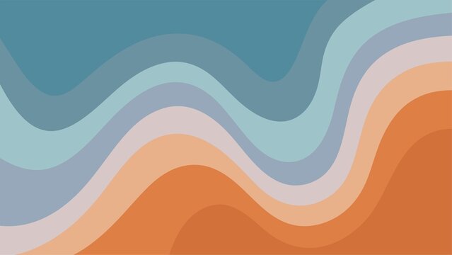 Abstract wavy layers in muted blue, beige, and orange color palette