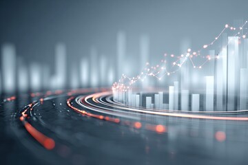 Dynamic abstract visualization of financial data, featuring growth, graphs, and interconnected lines