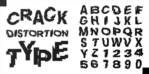 Abstract distorted alphabet with glass refraction. Futuristic warped letters and numbers for posters, covers, branding, and creative layouts.