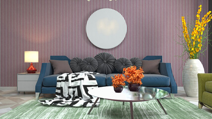 Illustration of the living room interior