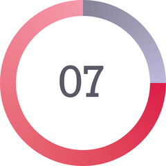 Number 07 Inside A Segmented Pink And Purple Circle With A Transparent Background