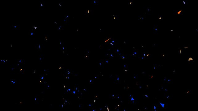 Colorful fireworks confetti explodes on white background, animation of the explosion and fall of confetti in 4k video. confetti bomb effect from the inside glitter background with gold slowly falling