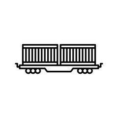 Freight train outline icon. cargo train black line illustration.
