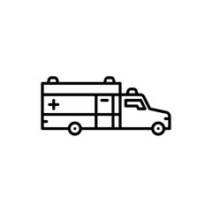 ambulance outline icon. ambulance truck black line illustration.