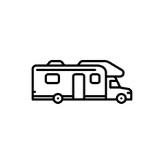 Campervan outline icon. Campervan black line illustration.
