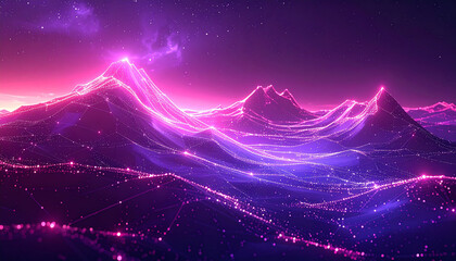 紫からピンクへのグラデーション山脈ネットワーク