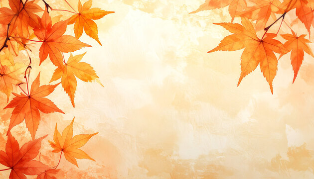 左右に配置したオレンジもみじのフレーム