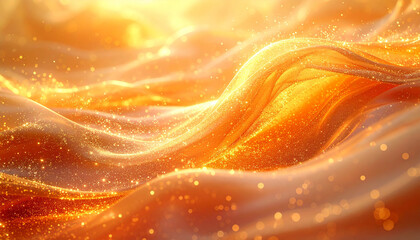 金色の波動・右下から流れる光の背景
