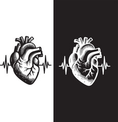 heart with heartbeat illustration, vector design