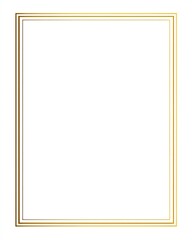 Elegant gold border, rectangle shape, simple frame on white background