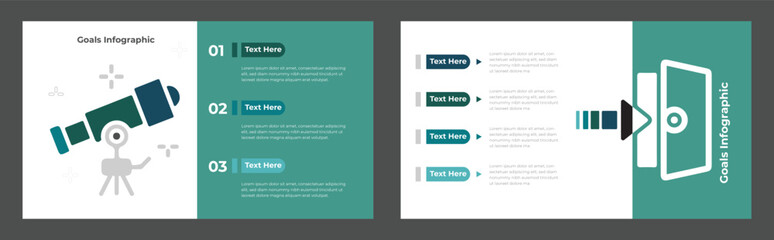 Fototapeta premium Modern Business Goal Infographic Telescope, Steps to Success, Growth and Achieving the Target