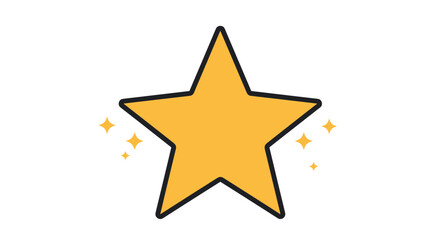 Obraz premium Bold yellow star with sparkles on white background