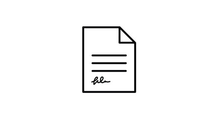Minimalist document icon with text and signature for business designs