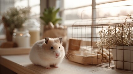  cute hamster sitting on the table