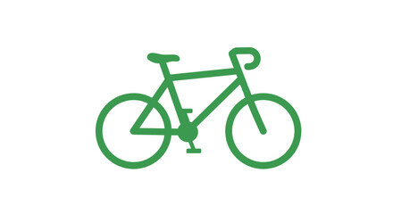 Fototapeta premium Green bicycle icon on white background in minimalist style