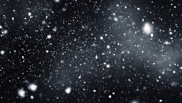 Falling snow particles on a dark background, blurred movement, bokeh - Powered by Adobe