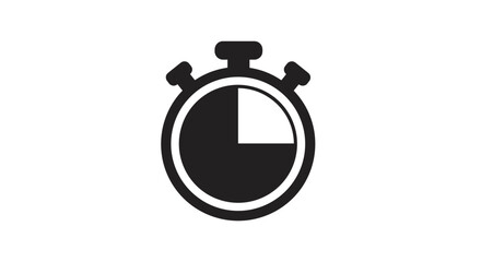 Minimalist stopwatch icon with quarter filled timer on white background