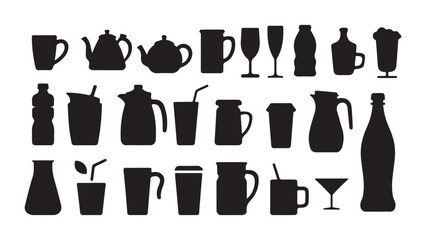 Drinkware and beverage container silhouette illustration